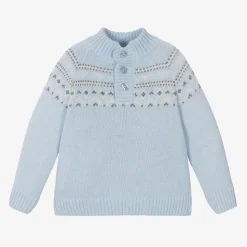 Boys Blue Knitted Fair Isle Sweater
