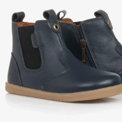Boys Blue Leather Ankle Boots
