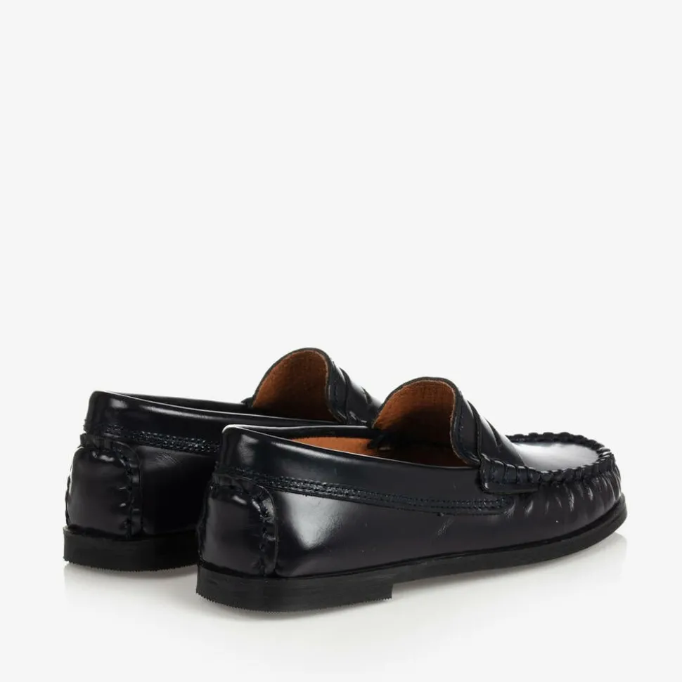 Boys Blue Leather Loafers