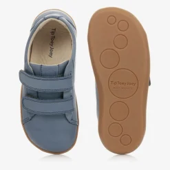 Boys Blue Leather Velcro Trainers