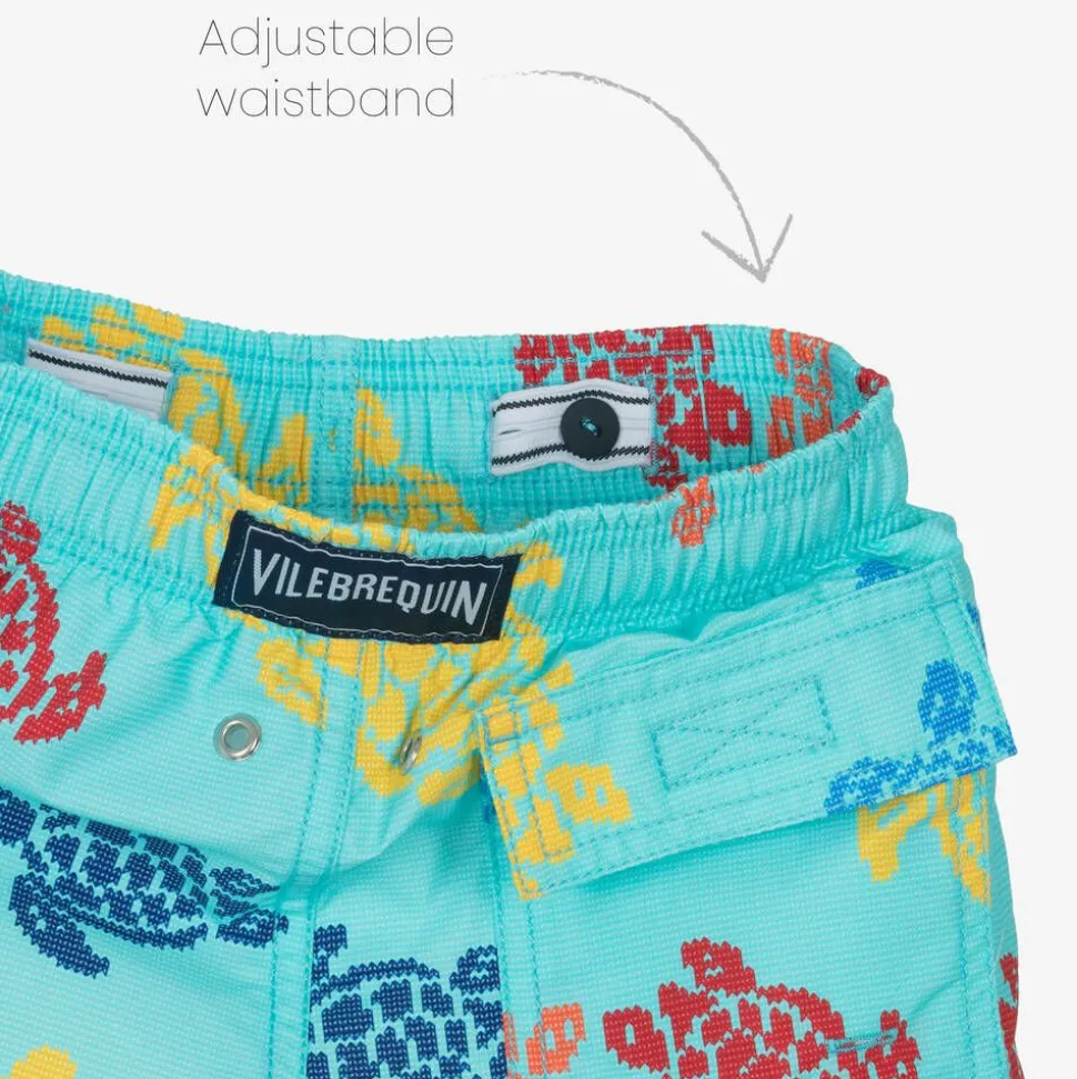 Boys Blue Multicolour Turtle Swim Shorts