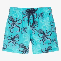 Boys Blue Octopus Print Swim Shorts