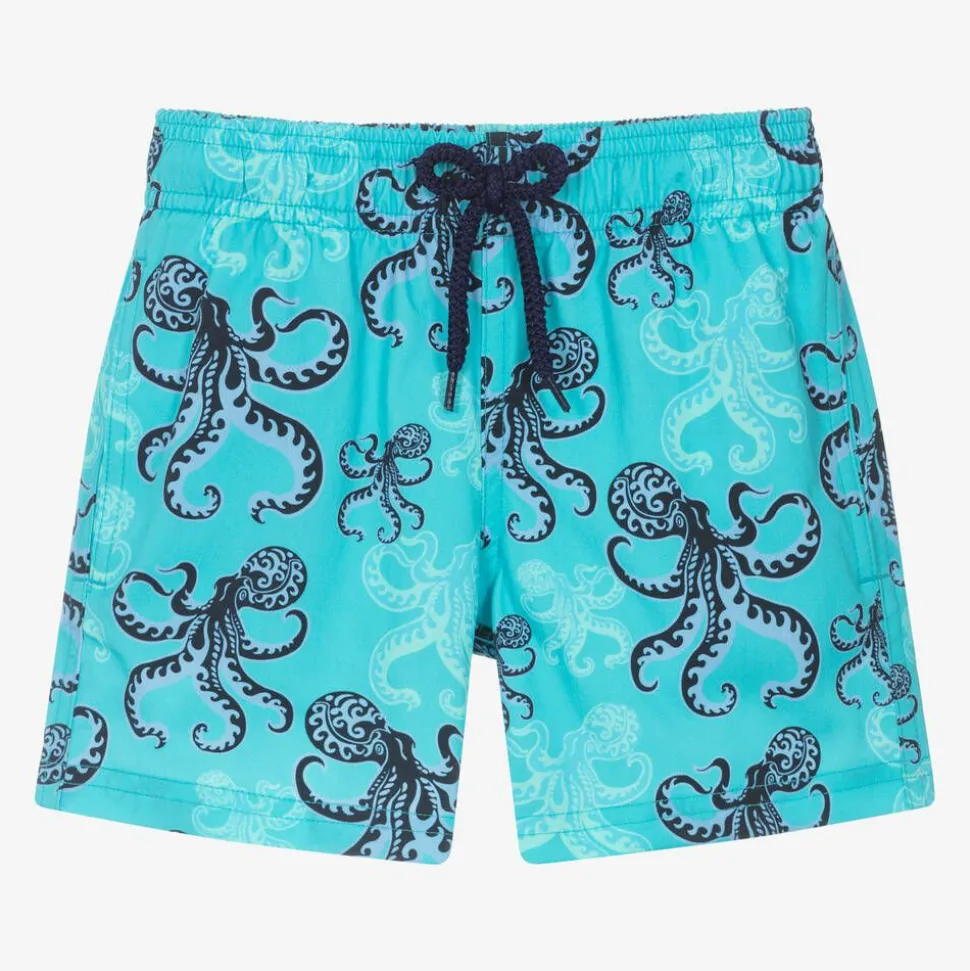 Boys Blue Octopus Print Swim Shorts