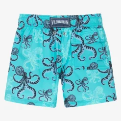 Boys Blue Octopus Print Swim Shorts