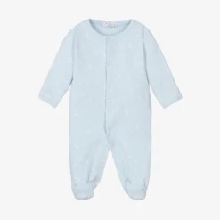Boys Blue Pima Cotton Crescent Moonlight Babygrow