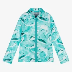 Boys Blue Shark Print Swim Top (UPF50+)