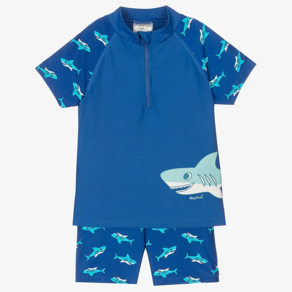 Boys Blue Shark Swim Shorts Set (UPF50+)
