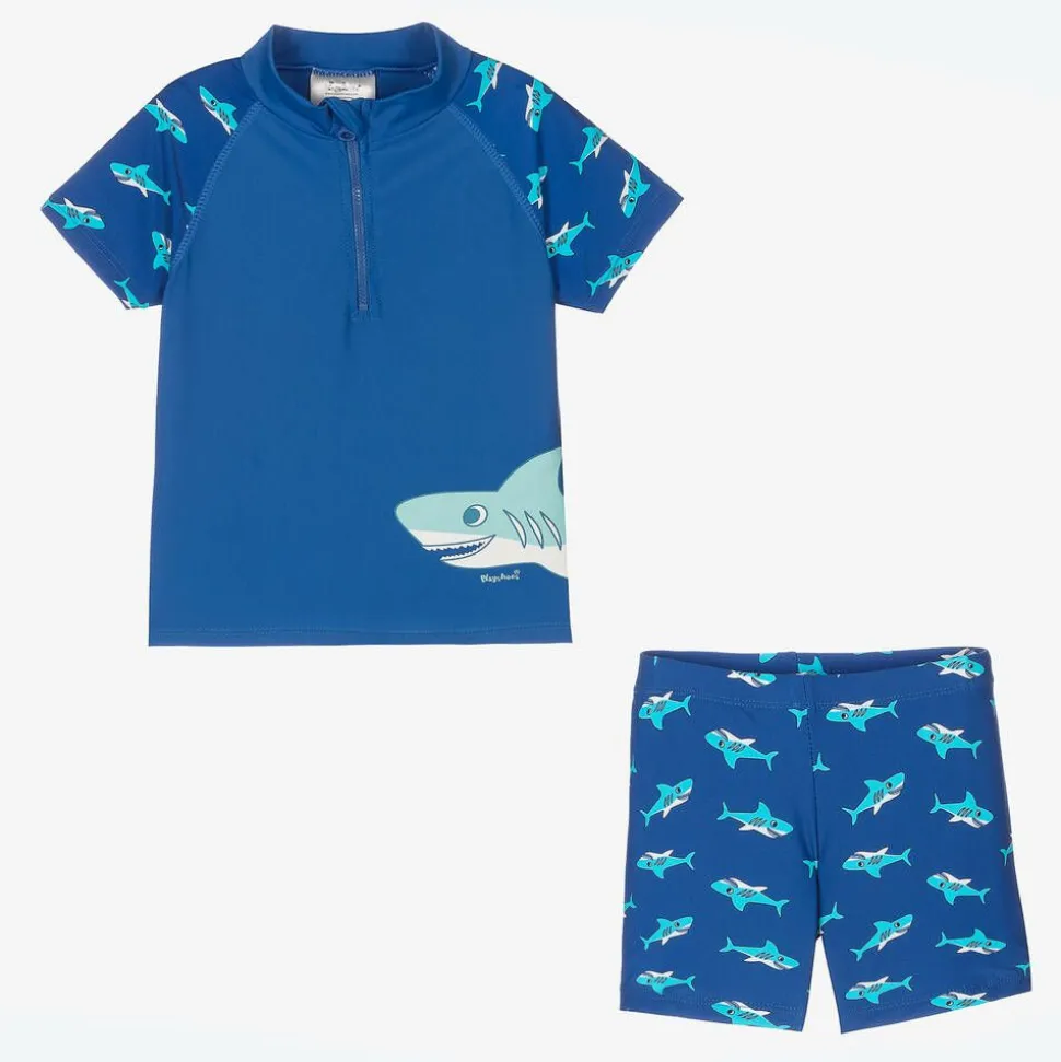 Boys Blue Shark Swim Shorts Set (UPF50+)