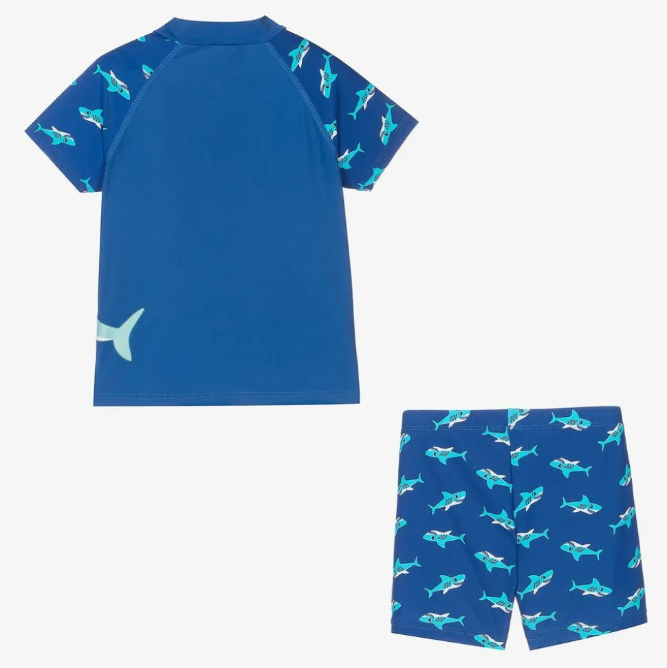 Boys Blue Shark Swim Shorts Set (UPF50+)