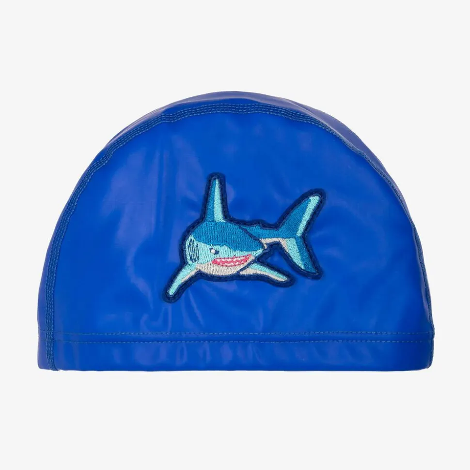 Boys Blue Shark Swimming Cap