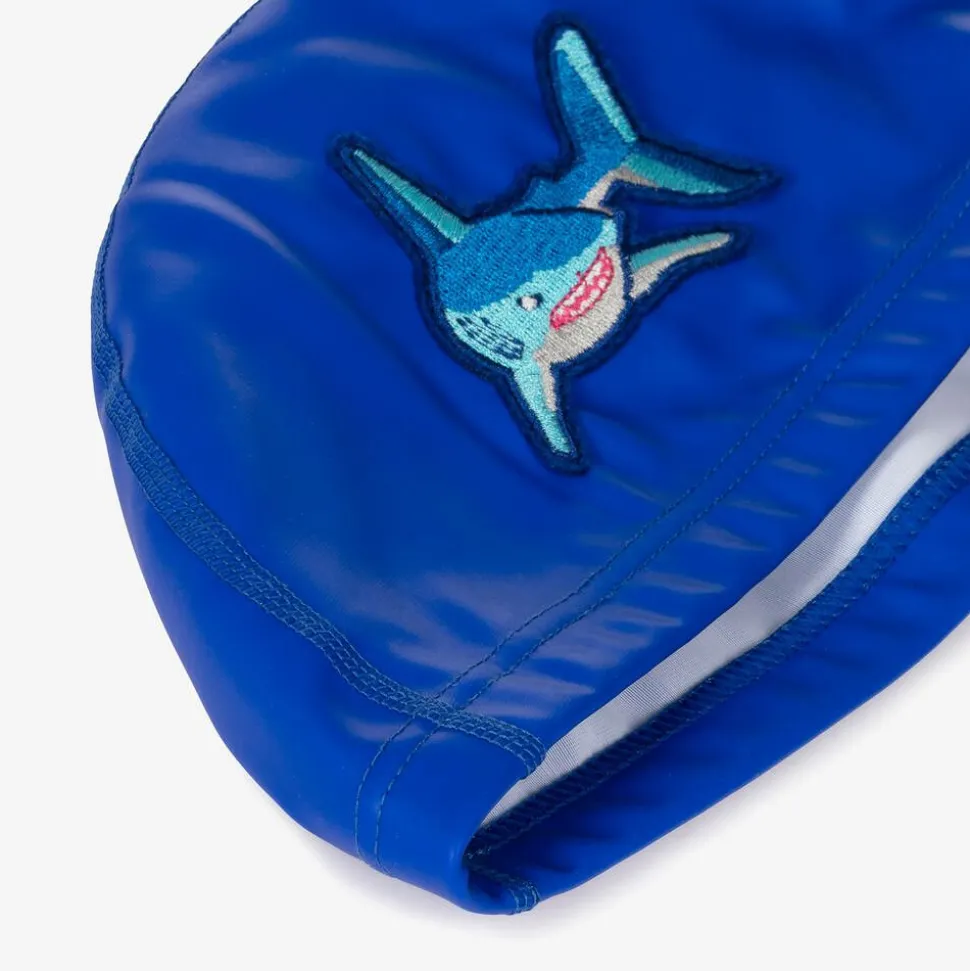 Boys Blue Shark Swimming Cap