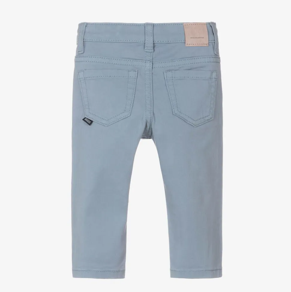 Boys Blue Slim Fit Cotton Trousers
