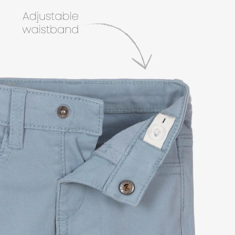 Boys Blue Slim Fit Cotton Trousers