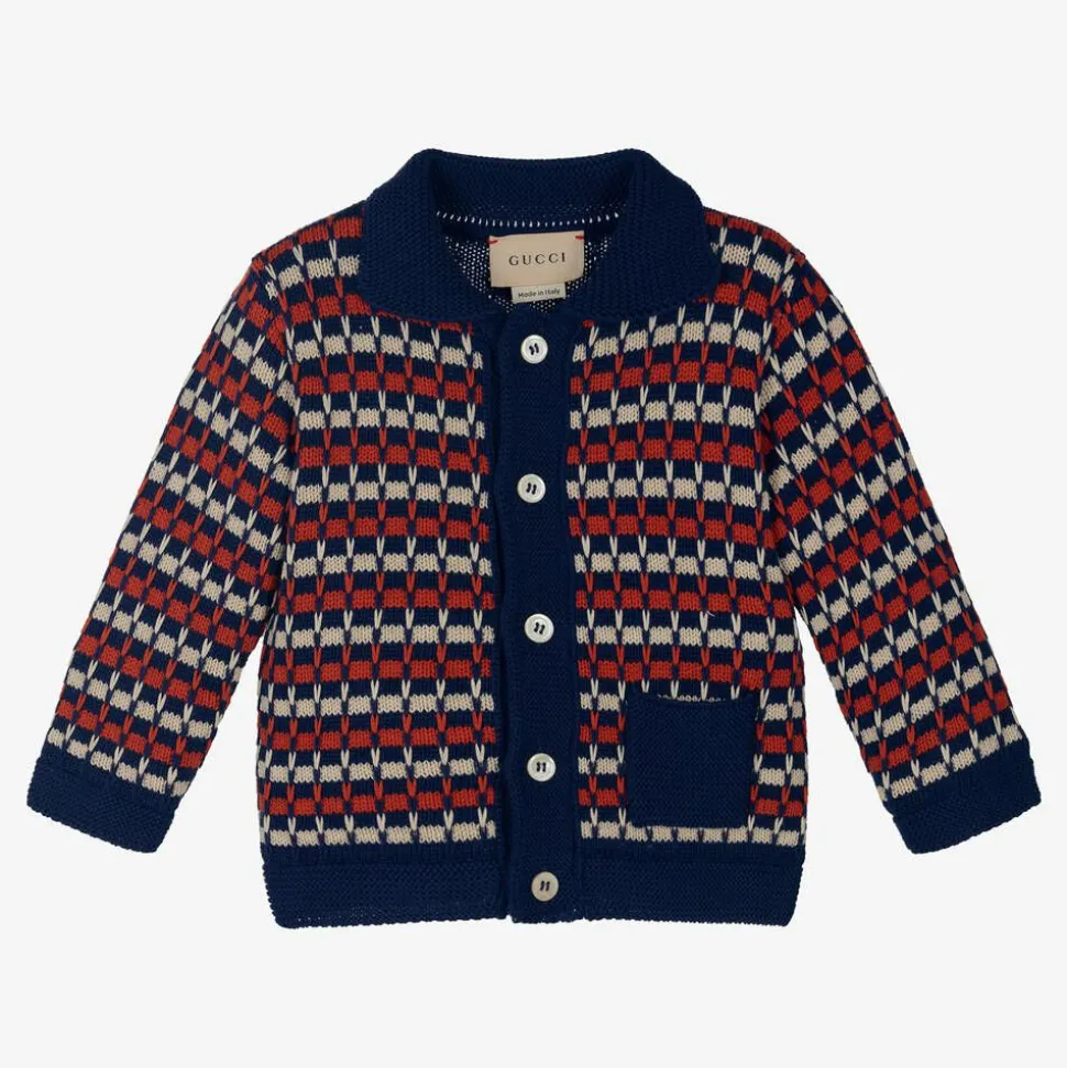 Boys Blue Stripe Cotton Knit Cardigan