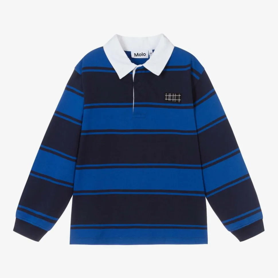Boys Blue Stripe Organic Cotton Rugby Shirt