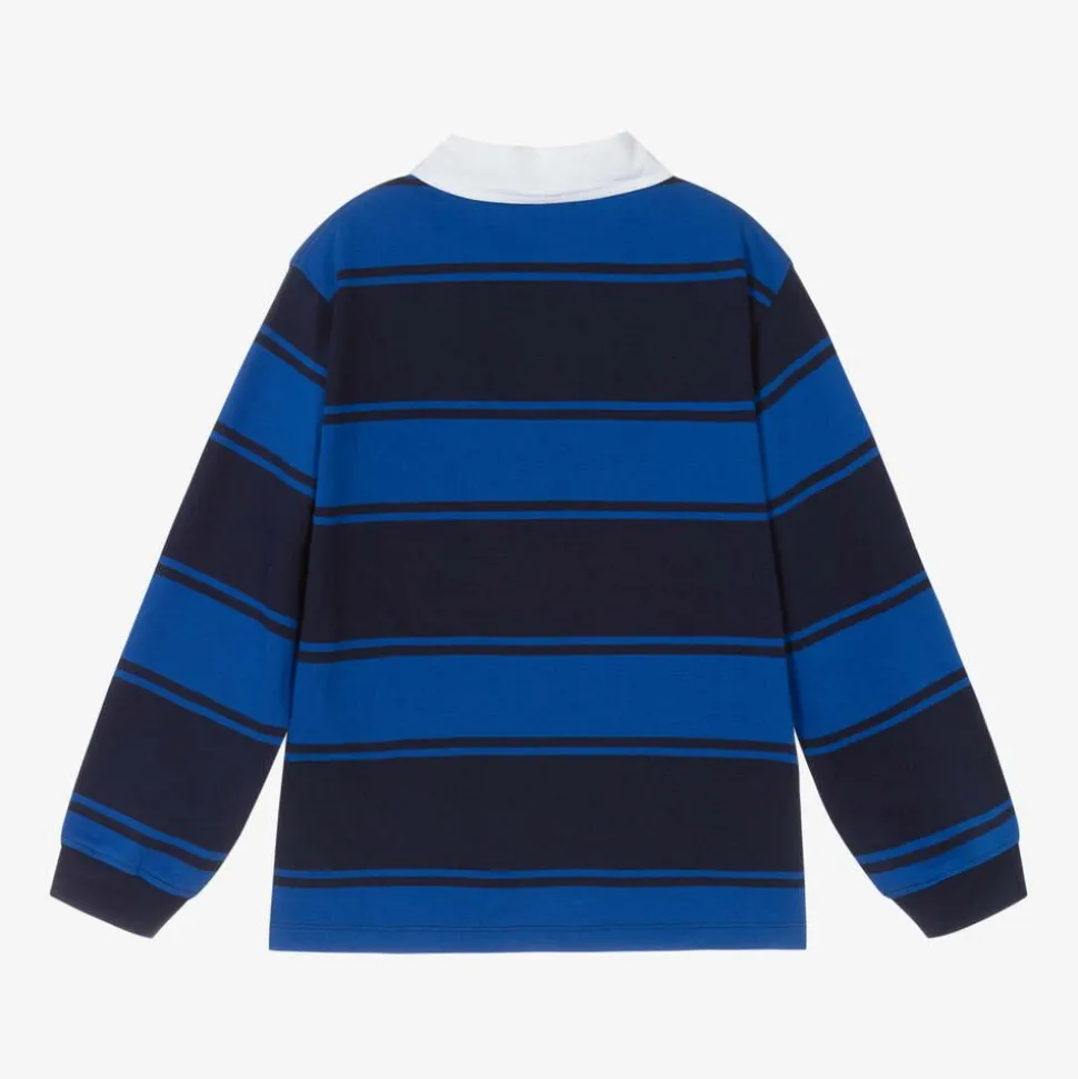Boys Blue Stripe Organic Cotton Rugby Shirt
