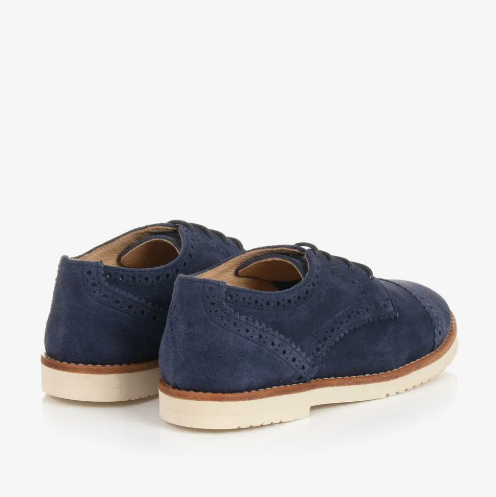 Boys Blue Suede Leather Brogue Shoes