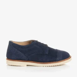 Boys Blue Suede Leather Brogue Shoes
