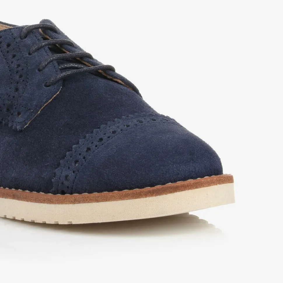 Boys Blue Suede Leather Brogue Shoes