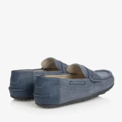 Boys Blue Suede Leather Moccasins