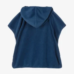 Boys Blue Towelling Boat Logo Poncho