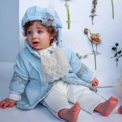 Boys Blue Velvet & Satin Suit