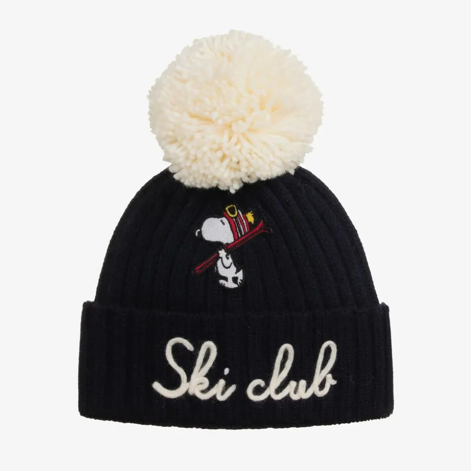 Boys Blue Wool Knit Pom-Pom Hat