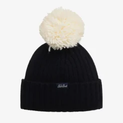 Boys Blue Wool Knit Pom-Pom Hat