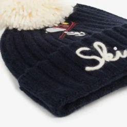Boys Blue Wool Knit Pom-Pom Hat