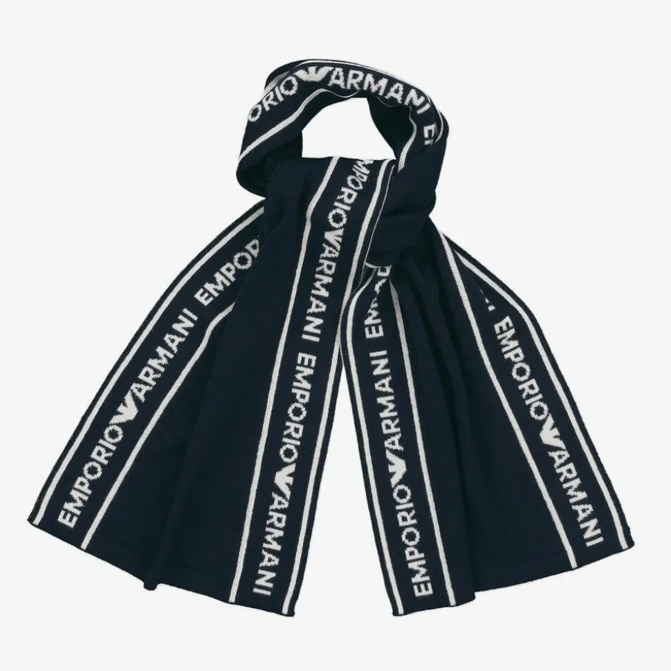 Boys Blue Wool Knit Scarf