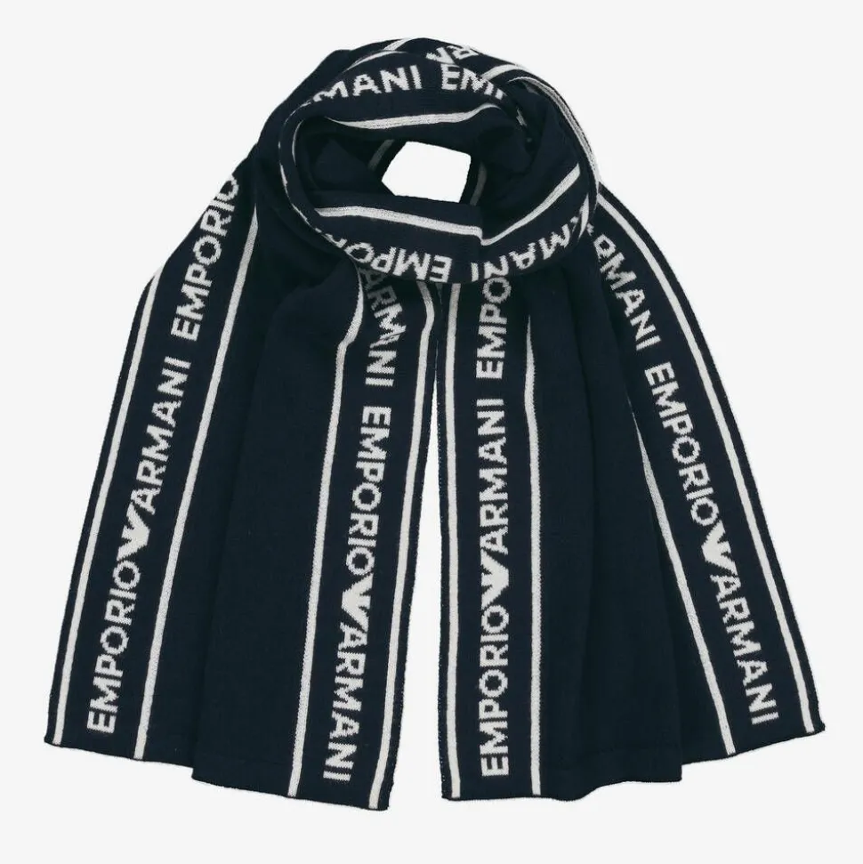 Boys Blue Wool Knit Scarf