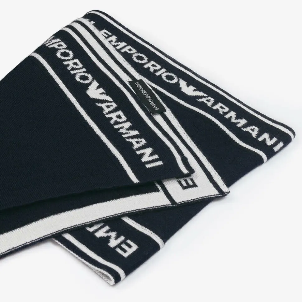 Boys Blue Wool Knit Scarf