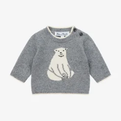 Boys Blue Wool Polar Bear Sweater