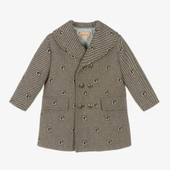 Boys Brown & Beige G Logo Coat