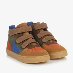 Boys Brown & Blue Suede Leather V-10 Trainers
