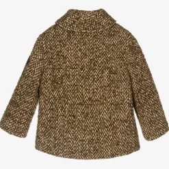 Boys Brown & Green Wool Coat