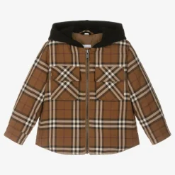 Boys Brown Checked Padded Jacket