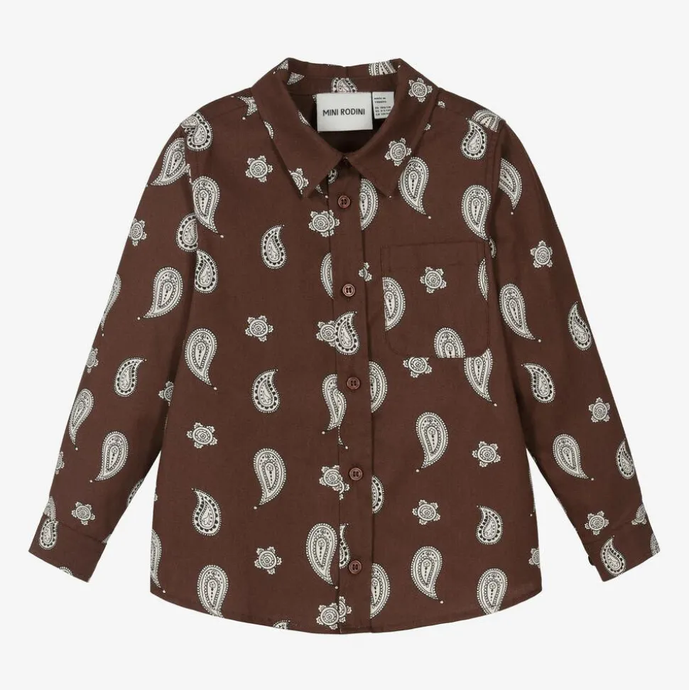 Boys Brown Organic Cotton Paisley Shirt