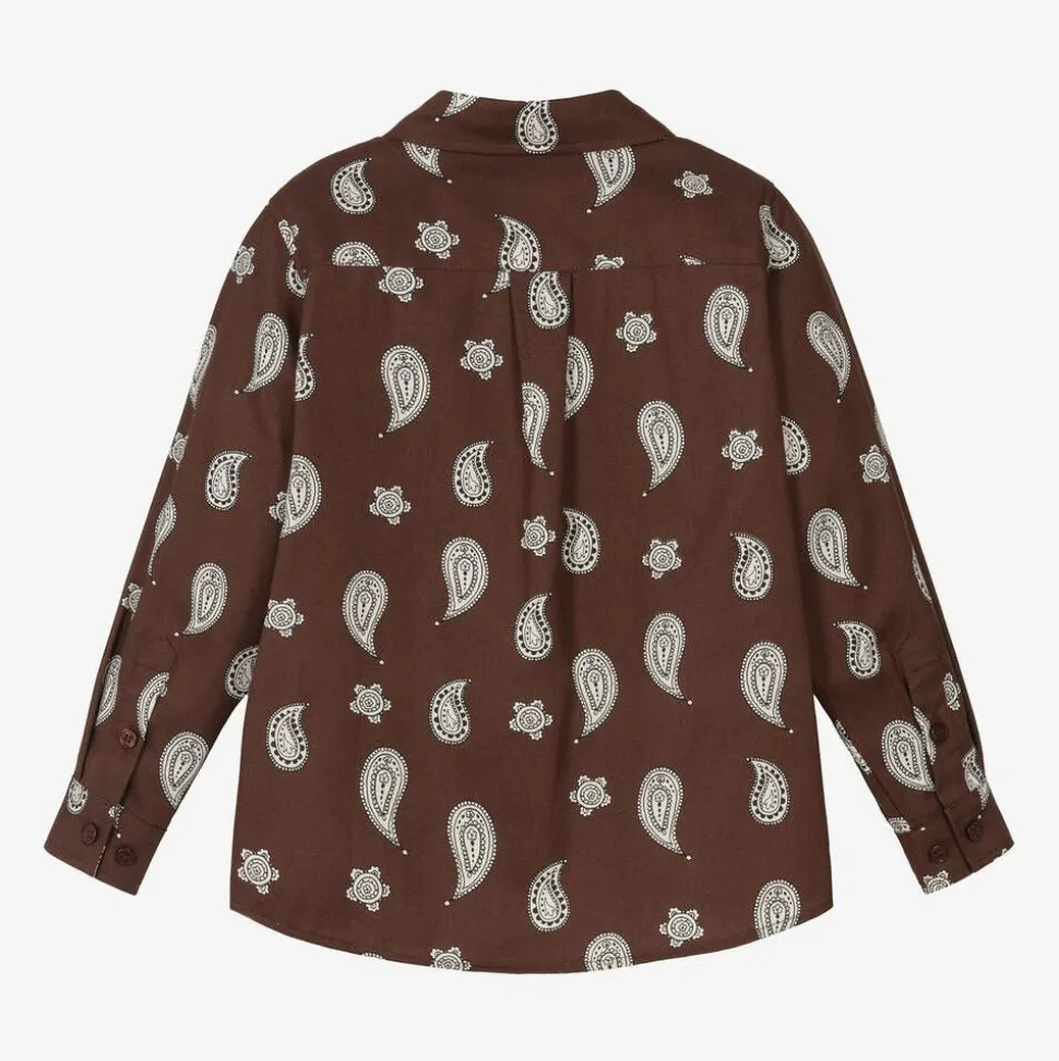 Boys Brown Organic Cotton Paisley Shirt