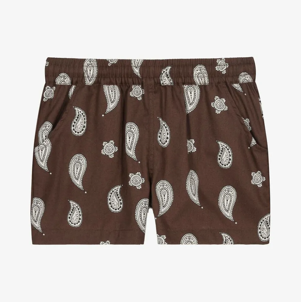 Boys Brown Organic Cotton Paisley Shorts