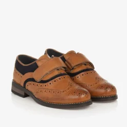 Boys Brown Velcro Brogues