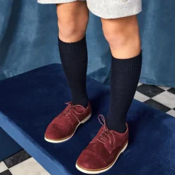 Boys Burgundy Red Suede Leather Brogue Shoes