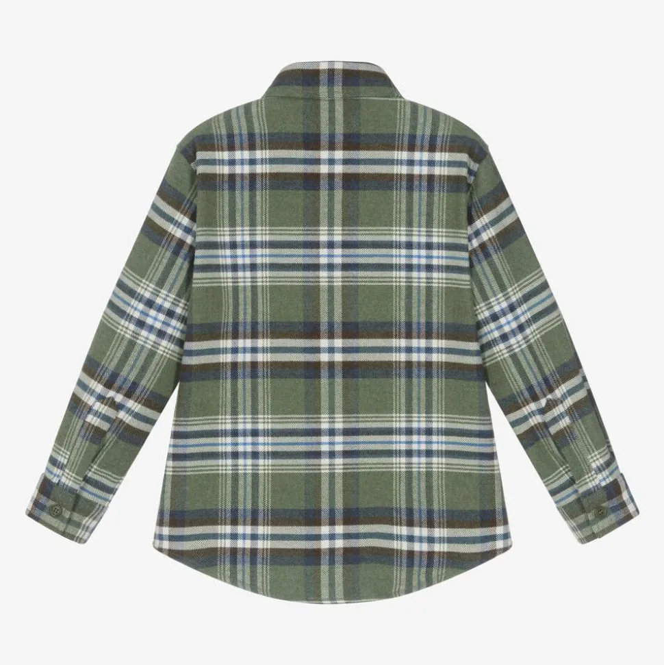 Boys Green Check Cotton Shirt