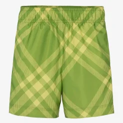 Boys Green Check Swim Shorts