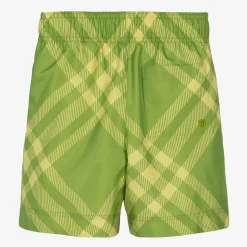 Boys Green Check Swim Shorts