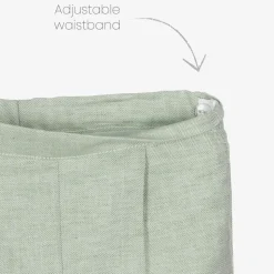 Boys Green Cotton & Linen Shorts Suit