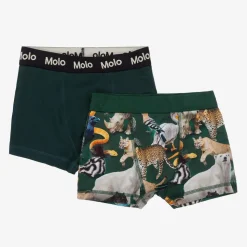 Boys Green Cotton Animal Boxers (2 Pack)