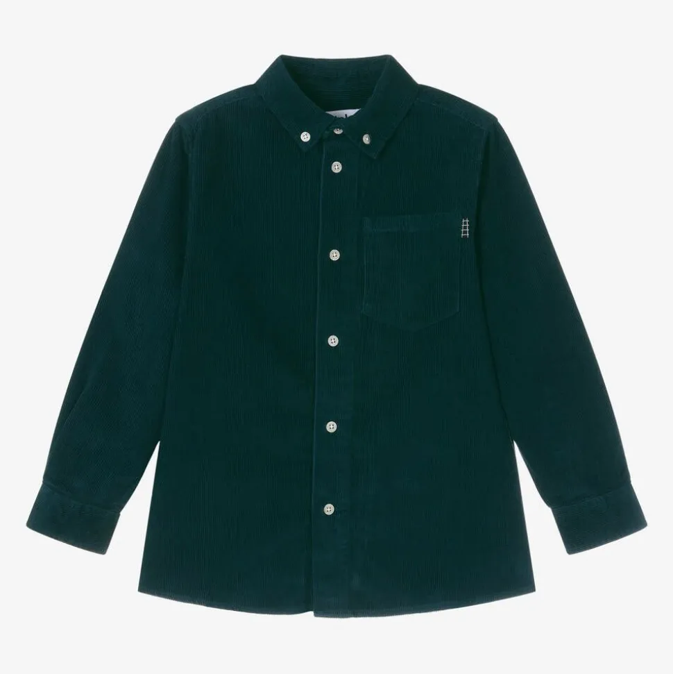 Boys Green Cotton Corduroy Shirt