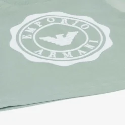 Boys Green Cotton Eagle Logo T-Shirt