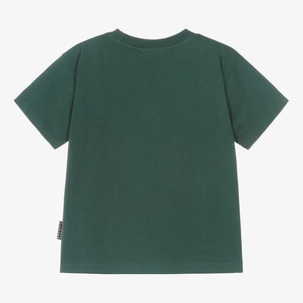 Boys Green Cotton Happy Face T-Shirt